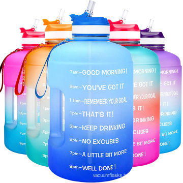 Water Jug  with Straw Premium Motivational Sports Water Bottle with Time Marker 128 oz Reusable BPA-Free Gallon Water Bottle